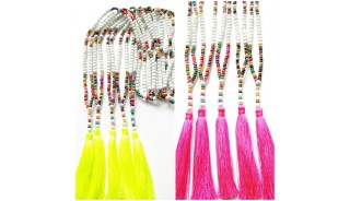 wooden beads colorful mix tassels necklaces handmade 60 Pieces shipping free